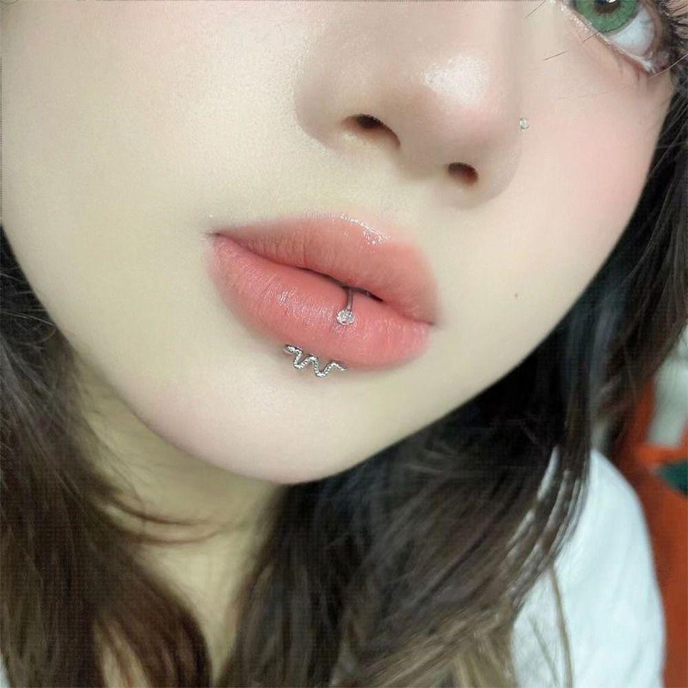 Mkeb Khuyên Xỏ Cơ Thể Bằng Bạc y2k Hình Trái Tim Môi Phong Cách punk Thời Trang Cho Nữ