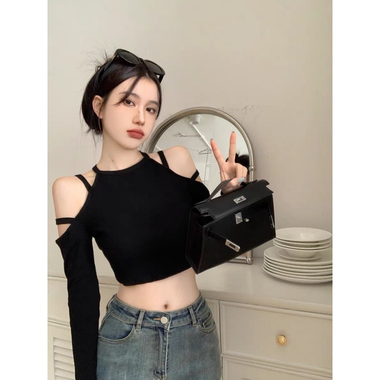 Áo baby tee Thun croptop Cổ Yếm Dáng Ôm Thời Trang Xuân Thu Dễ Phối Đồ Cho Nữ