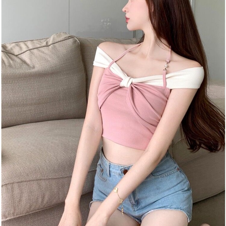 Áo baby tee Thun croptop Thun Cao Cấp Ôm Dáng Cổ Yếm Hở Vai Thời Trang Cao Cấp Cho Nữ