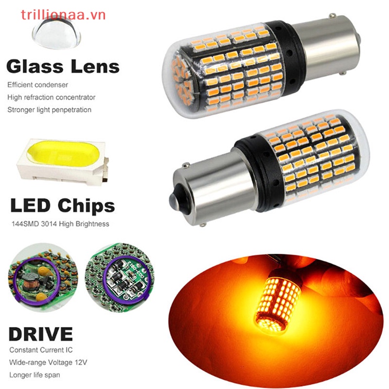 1 Đèn Tín Hiệu Màu Vàng 1156 1095 1141 P21W BA15S 7506 LED 3014 144-SMD