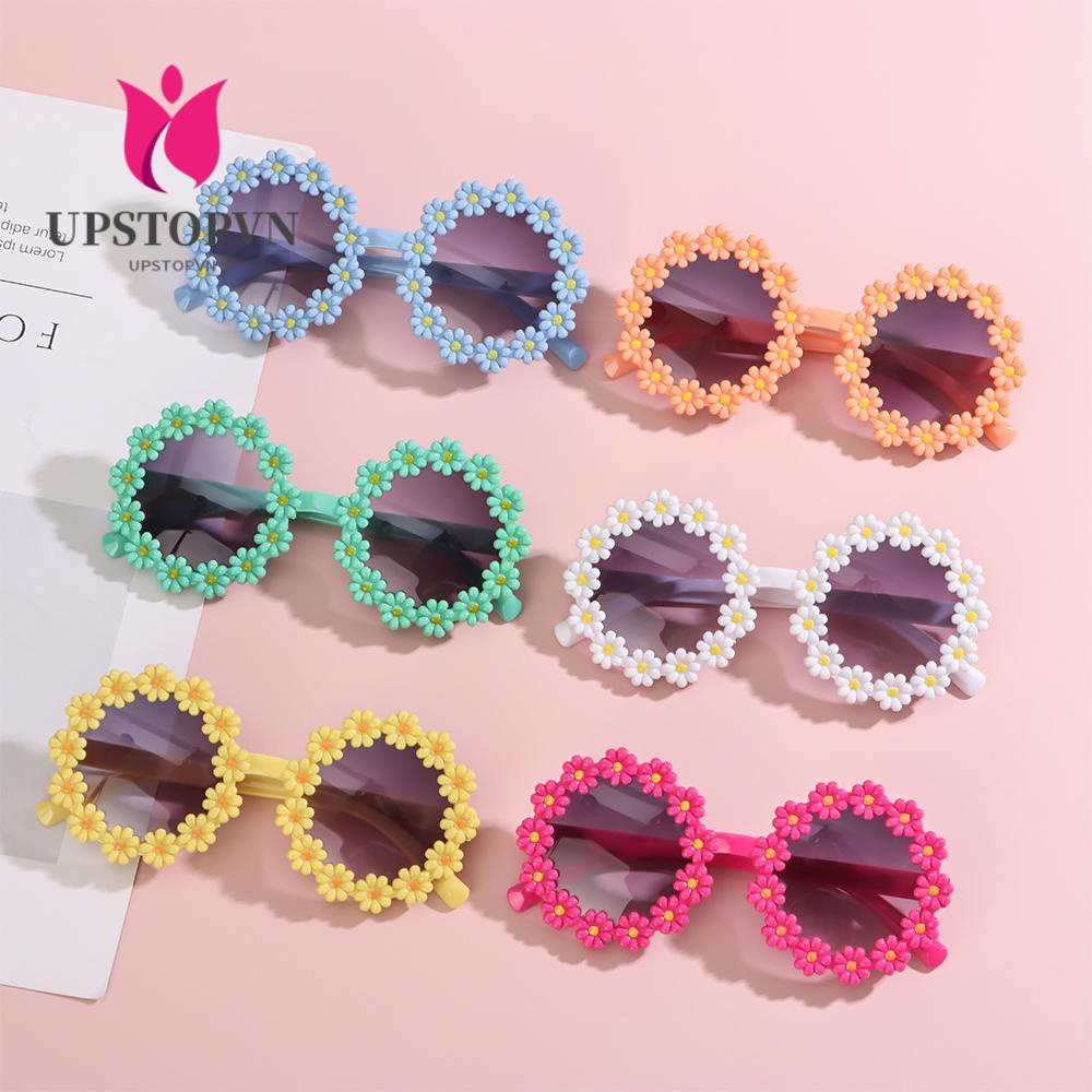 Kính Mát Gọng Tròn Họa Tiết Hoa Cúc Thời Trang Cho Bé