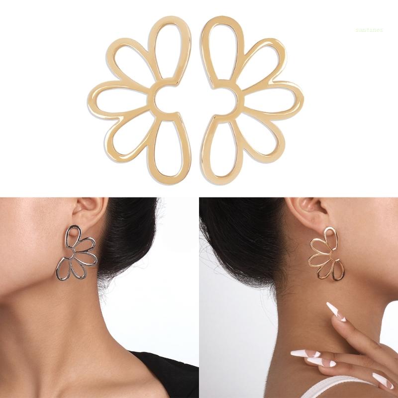 Bông Tai Hình Hoa Đối Xứng Thiết Kế Hình Học Thời Trang