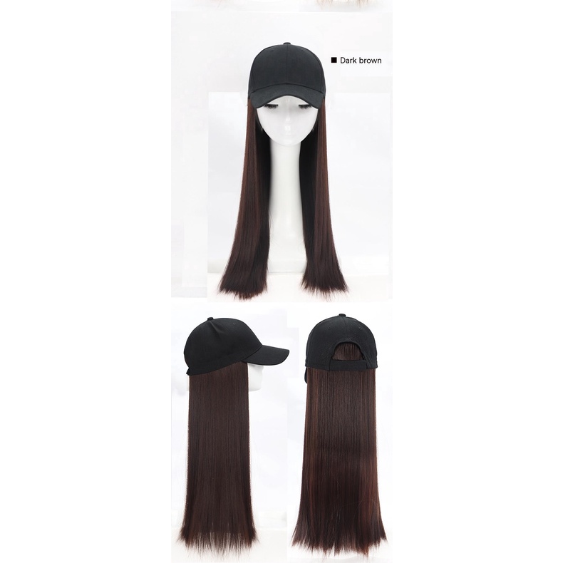 Tóc Giả Dài Thẳng Tự Nhiên Kèm Mũ Đội Thời Trang Mùa Hè Dành Cho Nữ