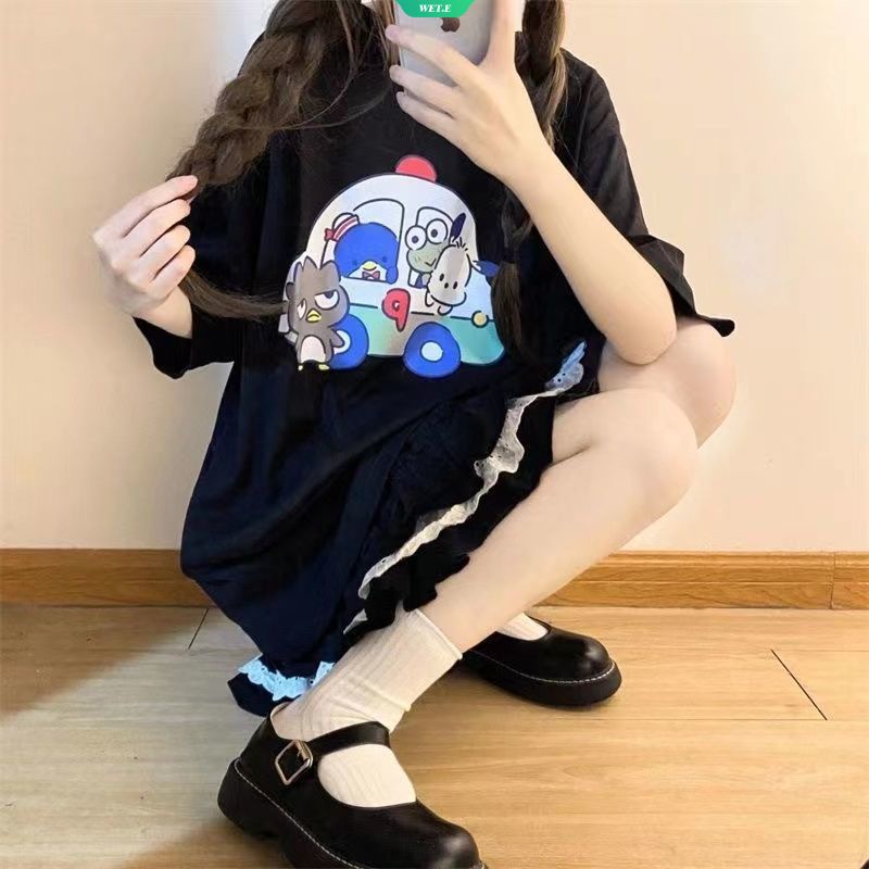 Áo Thun Tay Ngắn Dáng Rộng In Hình Sanrio Nhật Bản Dễ Thương Thời Trang Mùa Hè 2023