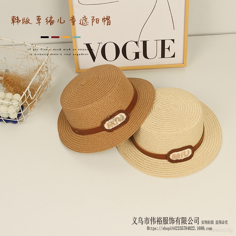 Mũ Cói Rộng Vành Chống Nắng Phong Cách Hàn Quốc Cho Bé Gái