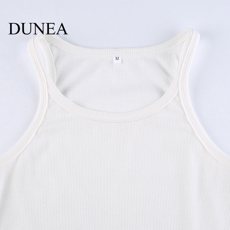 DUNEA Áo Hai Dây Cổ Chữ U Màu Sắc Đơn Giản Cho Nữ