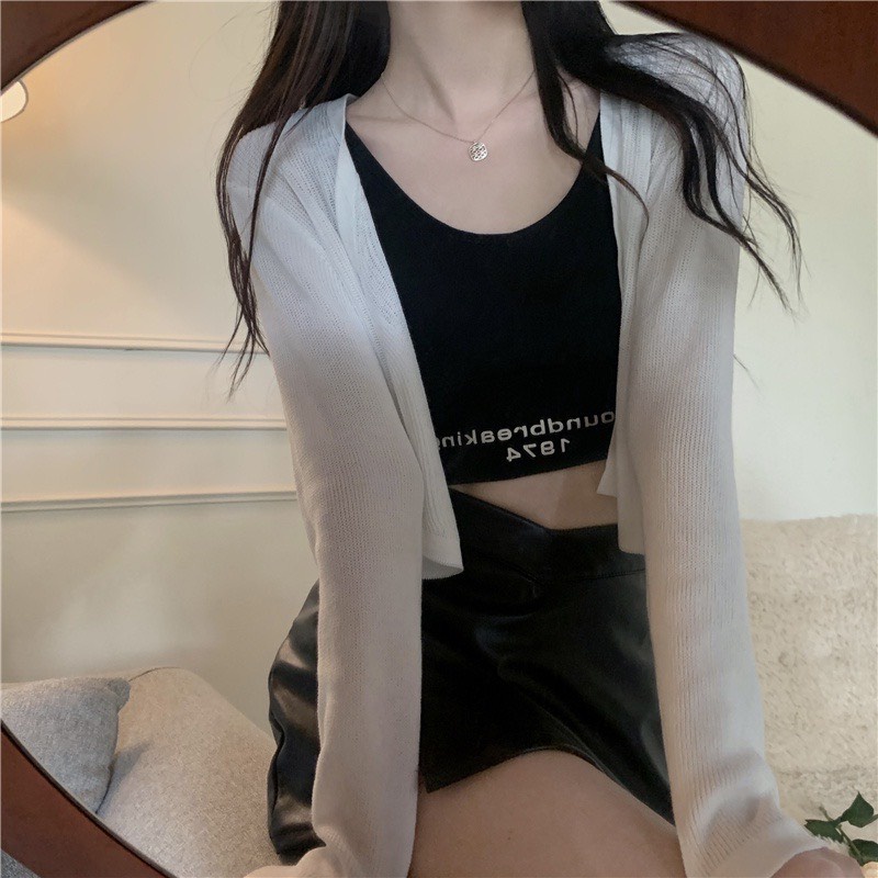 Áo khoác nữ nhẹ nhàng form lững phối ngoài cá tính dễ thương chất vải thun gân len 4 chiều FreeSize | BigBuy360 - bigbuy360.vn