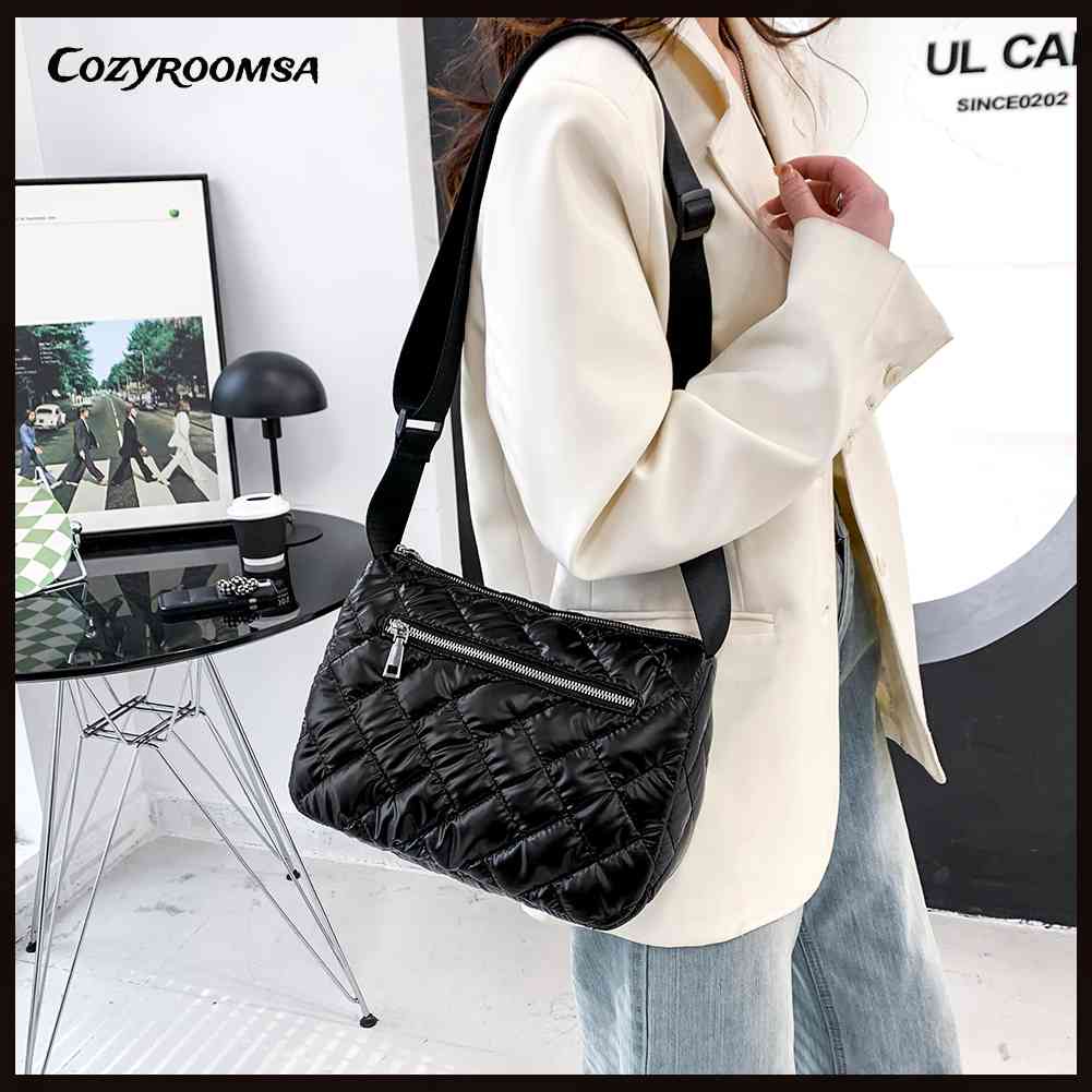 Túi Đeo Chéo Bằng Nylon Màu Sắc Đơn Giản Thêu Họa Tiết Độc Đáo Thời Trang Cho Nữ