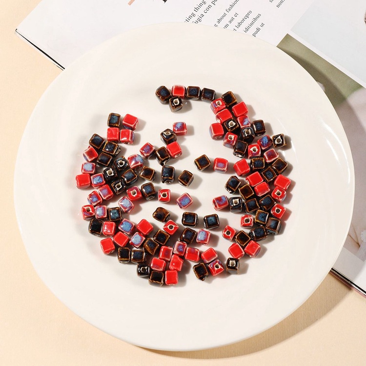 Set 10 Hạt Gốm Vuông 8mm Tự Làm Đồ Trang Sức Tiện Lợi