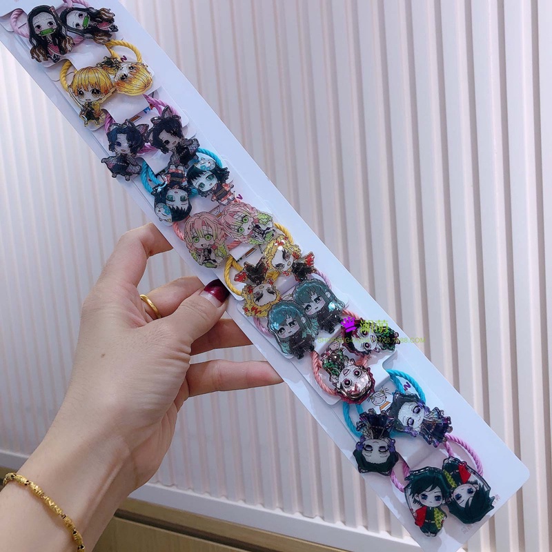Set 10 Cặp Dây Buộc Tóc Co Giãn Hóa Trang Nhân Vật Hoạt Hình Demon Slayer