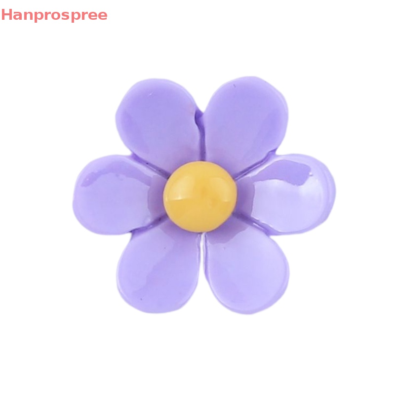 Hanprospree > Set 10 Phụ Kiện Kẹp Tóc / Điện Thoại Hình Hoa Tươi Sáng Sáu Cánh Bằng Nhựa Resin DIY