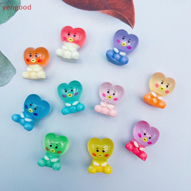 Set 2 Đồ trang trí Trái Tim Người Ngoài Hành Tinh Hoạt Hình Bằng Nhựa Resin Màu Dạ Quang Trang Trí Tiểu Cảnh