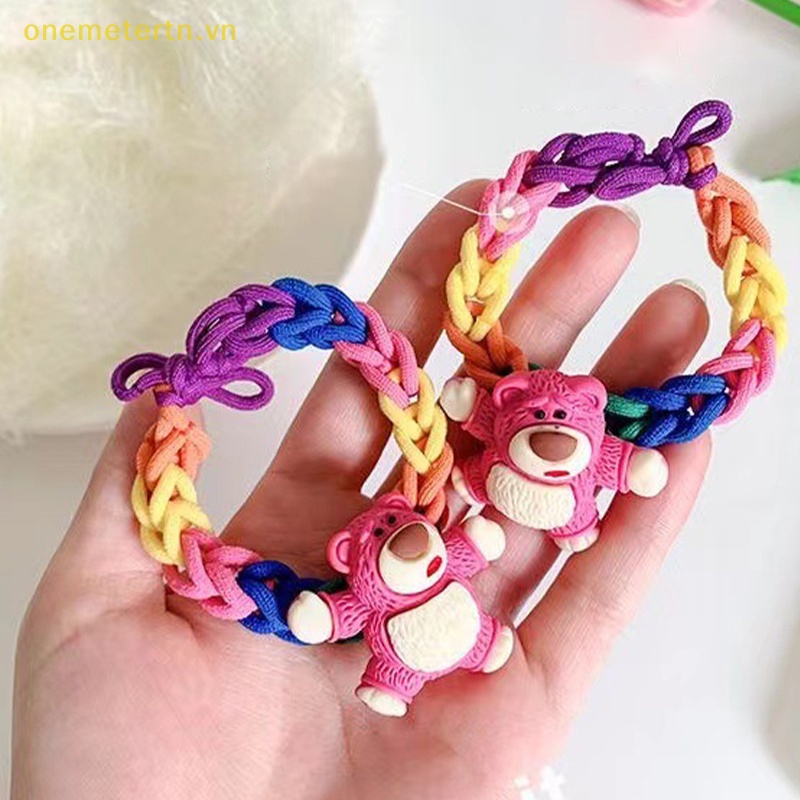Onemetertn Dây Buộc Tóc Cao Su Bện Thủ Công Hình Gấu Dâu Tây Diy Cho Cặp Đôi Bạn Trai Bạn Gái Bạn Gái
