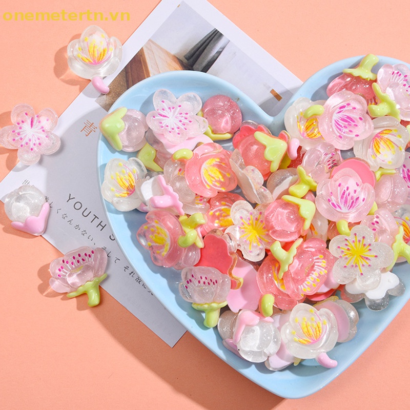 Set 10 Mô Hình Hoa Anh Đào Mini Bằng Nhựa Dùng Trang Trí Ốp Điện Thoại