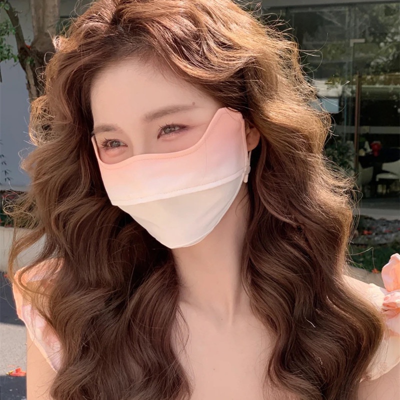 Khẩu Trang Chống Nắng Bằng Lụa Lạnh Mỏng Màu Sắc Gradient Dành Cho Nữ