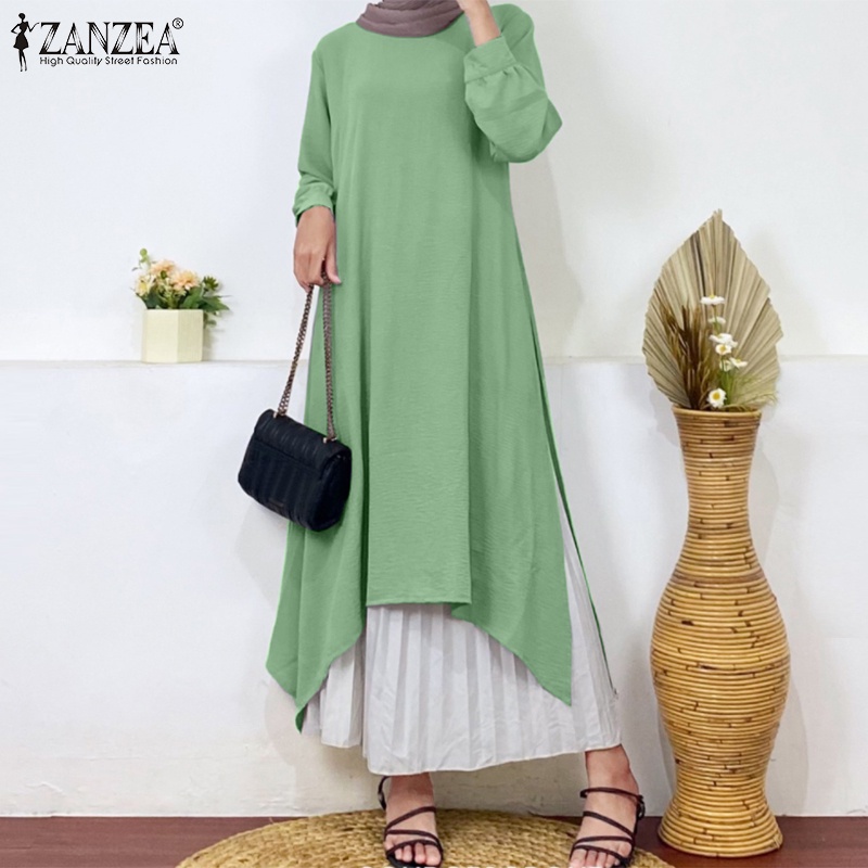 Zanzea Áo Kiểu Tay Dài Phồng Dành Cho Phụ Nữ Hồi Giáo