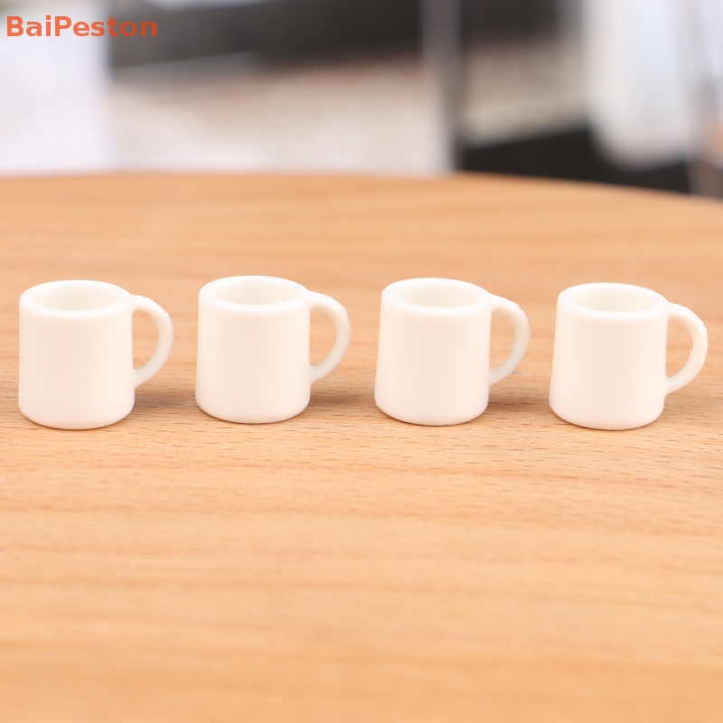 Set 4 Ly Nước Màu Trắng Trang Trí Nhà Búp Bê 1: 12