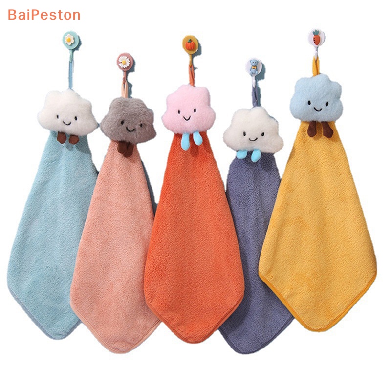 [BaiPeston] Khăn Lau Tay Bằng Vải Nhung San Hô Mềm Mại Thấm Hút Nước Khô Nhanh Dùng Trong Nhà Bếp / Phòng Tắm