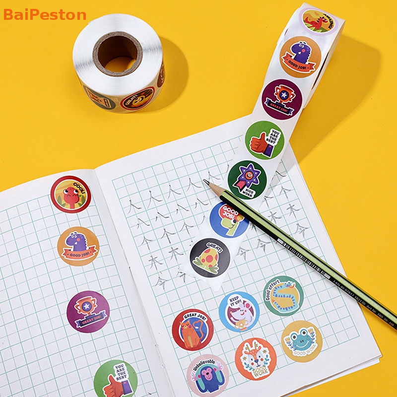 Cuộn 500 Nhãn Dán 1inch / 2.5cm In Hình Động Vật Độc Đáo