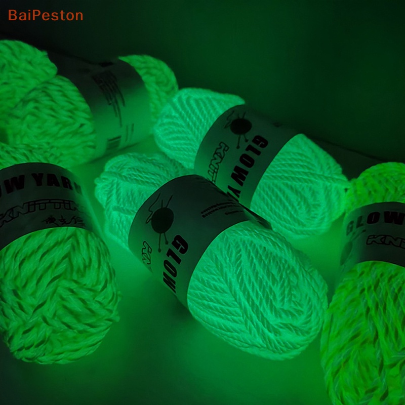 [BaiPeston] Cuộn Len Polyester Phát Sáng Trong Bóng Tối 2mm Dùng Làm Thảm / Mũ / Áo Len