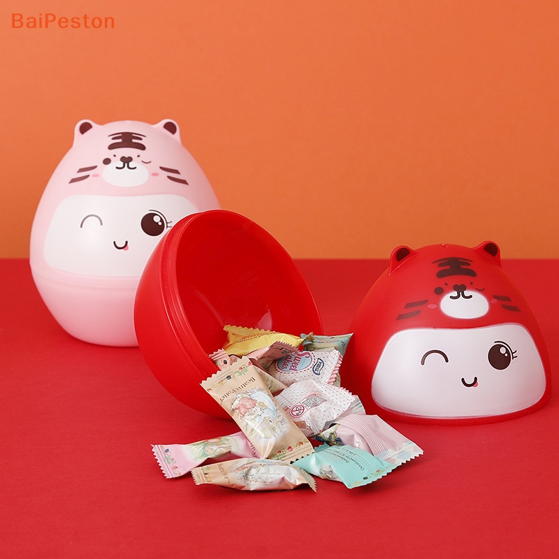 Hộp Đựng Kẹo Bằng Nhựa Hình Quả Trứng Hổ Dễ Thương Dùng Trang Trí Tiệc Cưới / Giáng Sinh