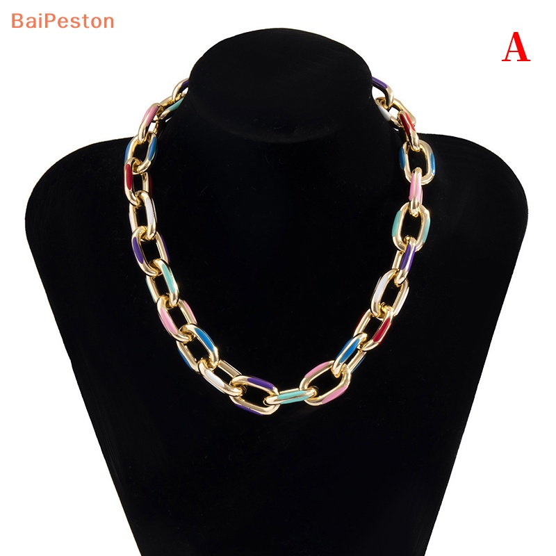 Vòng Cổ Choker Dây Xích Bằng Nhôm Sơn Nhiều Màu Sắc Cho Nữ