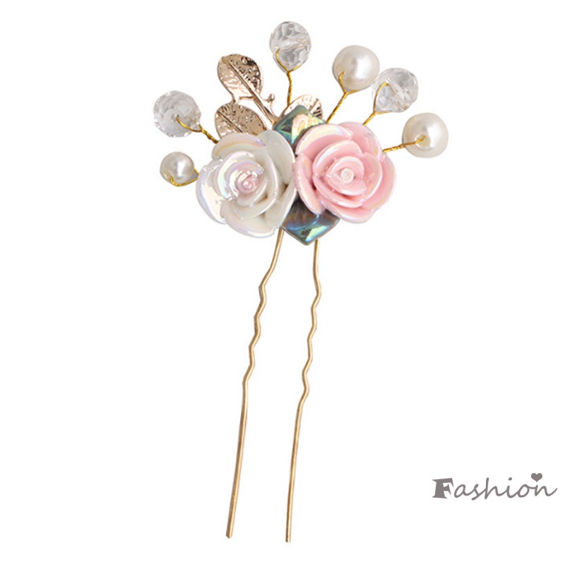 Kẹp Tóc Hình Hoa Sứ Màu Hồng Xinh Xắn Cho Cô Dâu