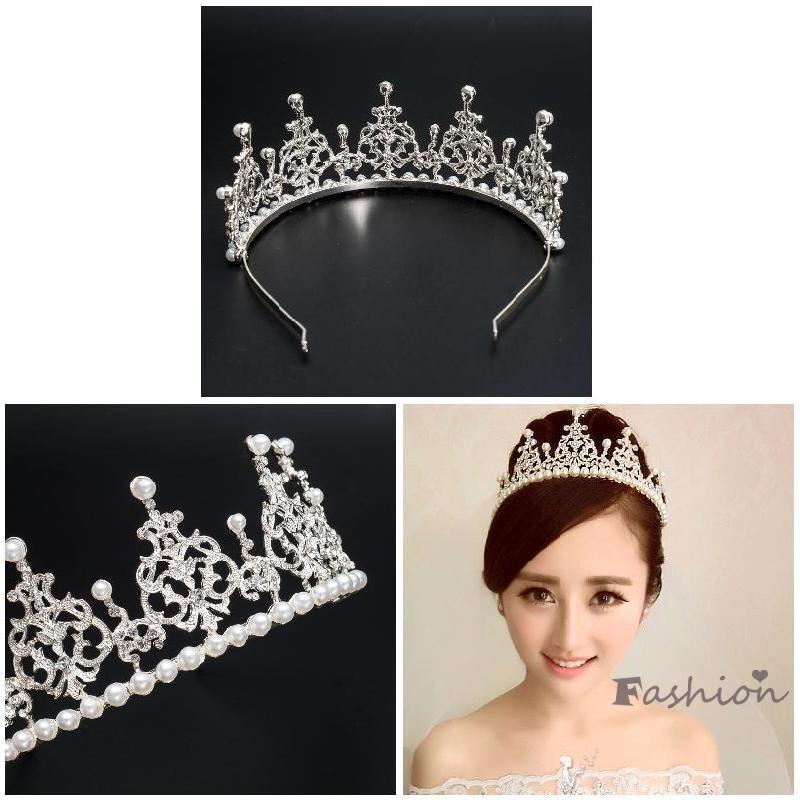 Cài Tóc Hình Vương Miện Đính Ngọc Trai Nhân Tạo Thời Trang