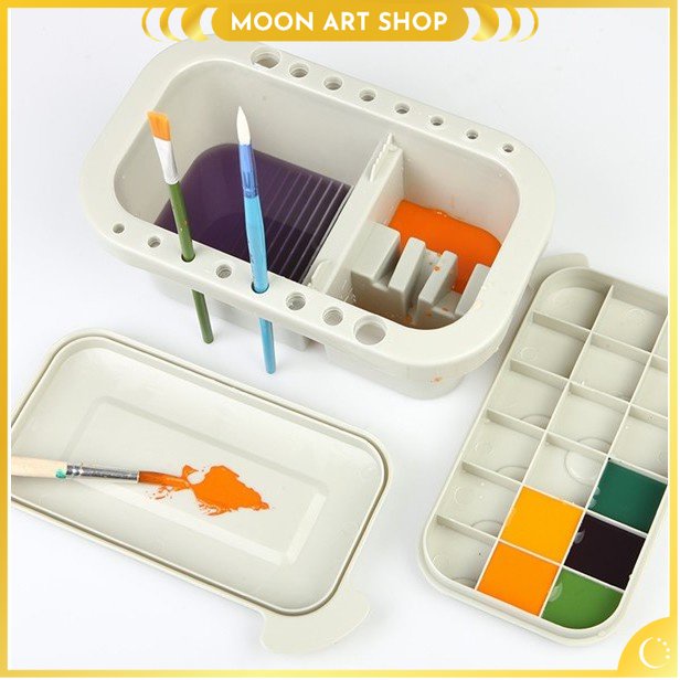 Xô Nước Rửa Cọ Đa Năng Marie’s Có Ngăn Chia – Dụng Cụ Rửa Cọ Tiện Lợi – Handmade Nhamoon