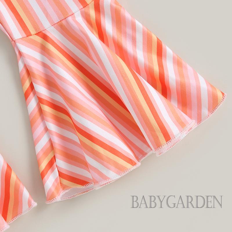 Set Áo Thun Tay Ngắn &amp; Quần Short Sọc Ngang Cho Bé Gái Từ 6 Tháng - 4 Tuổi