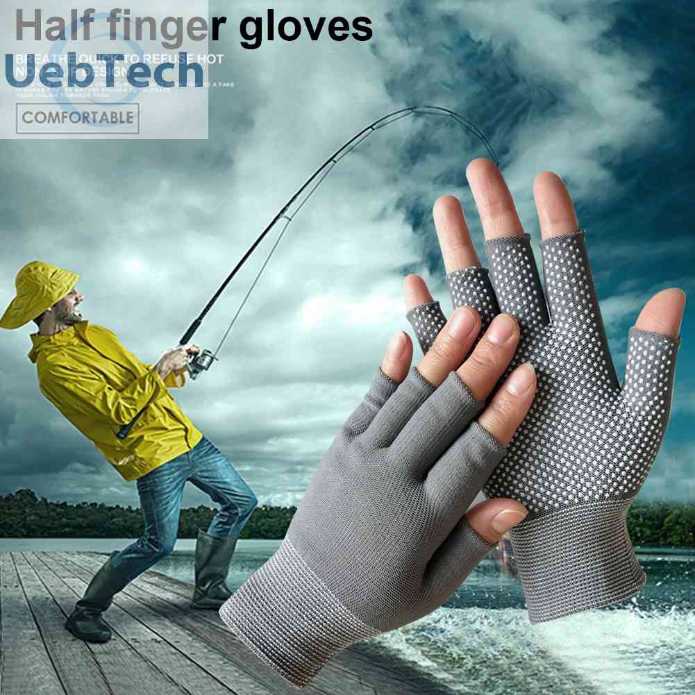 Găng Tay Nửa Ngón Chống Trượt Khi Đi Xe Đạp, Câu Cá