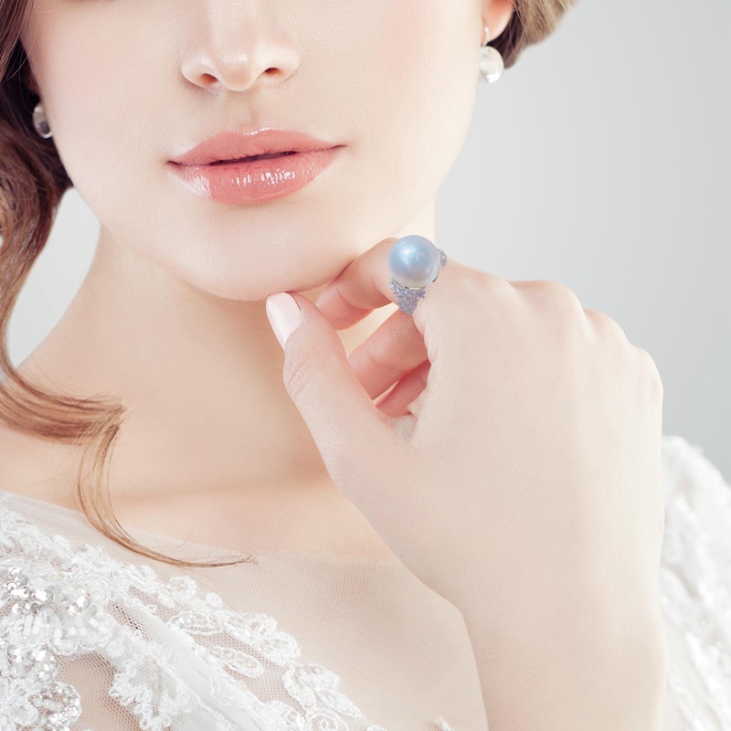 Nhẫn Bạc Đính Ngọc Trai Nhân Tạo Lấp Lánh Sang Trọng Thời Trang Cho Nữ