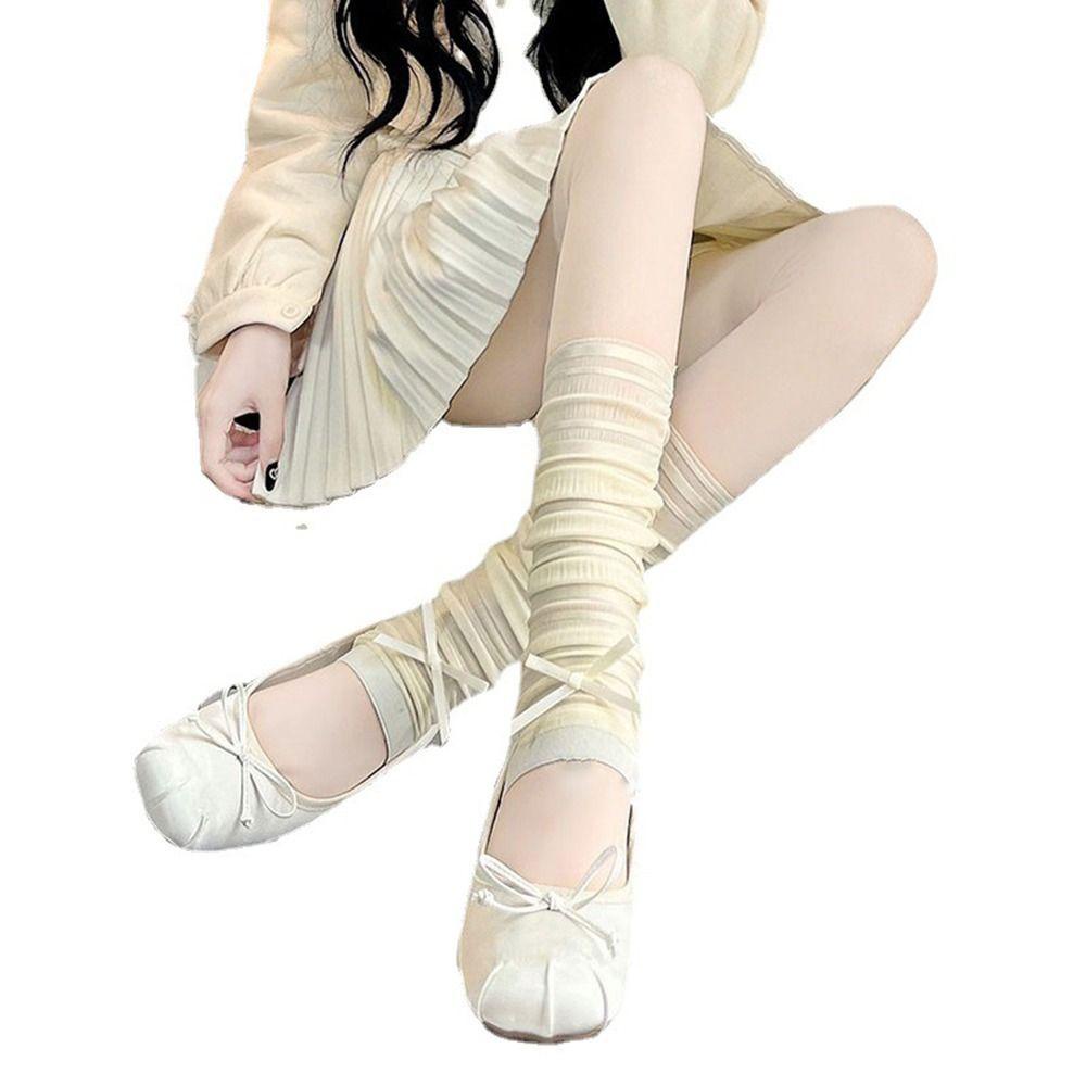 Vớ Vải Lụa Lạnh Màu Trơn Đính Nơ Phong Cách Lolita Ngọt Ngào Cho Nữ