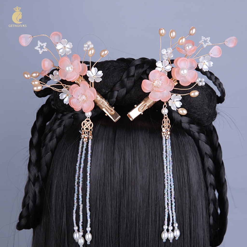 GETNOIVAS Kẹp Tóc Mỏ Vịt Đính Ngọc Trai Phong Cách Hanfu Cổ Điển