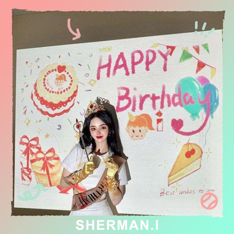 Máy Chiếu Mini Tạo Phông Nền Vuông Tròn Hoạ Tiết HAPPY BIRTHDAY Trang Trí Tiệc Sinh Nhật-SN