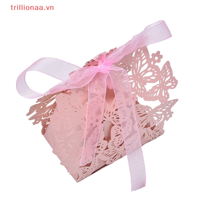 Set 10 / 50 / 100 Túi Giấy Đựng Kẹo Thắt Nơ Ruy Băng