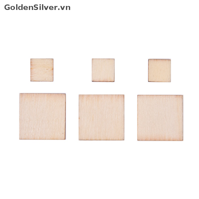 Set 100 Miếng Gỗ Màu Bạc Vuông Trơn Dùng Để Làm Đồ Trang Trí Thủ Công DIY
