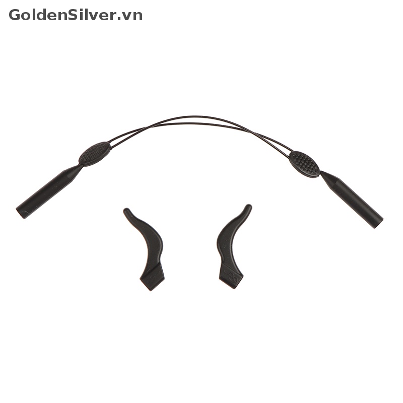 1 Set Dây Đeo Mắt Kính Bằng Silicon Màu Vàng Bạc Có Thể Tháo Rời