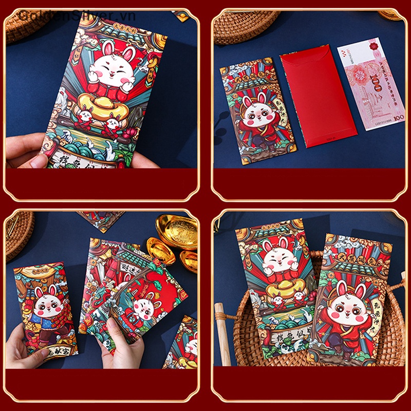 Set 6 Bao Lì Xì Đỏ May Mắn Phong Cách Trung Hoa