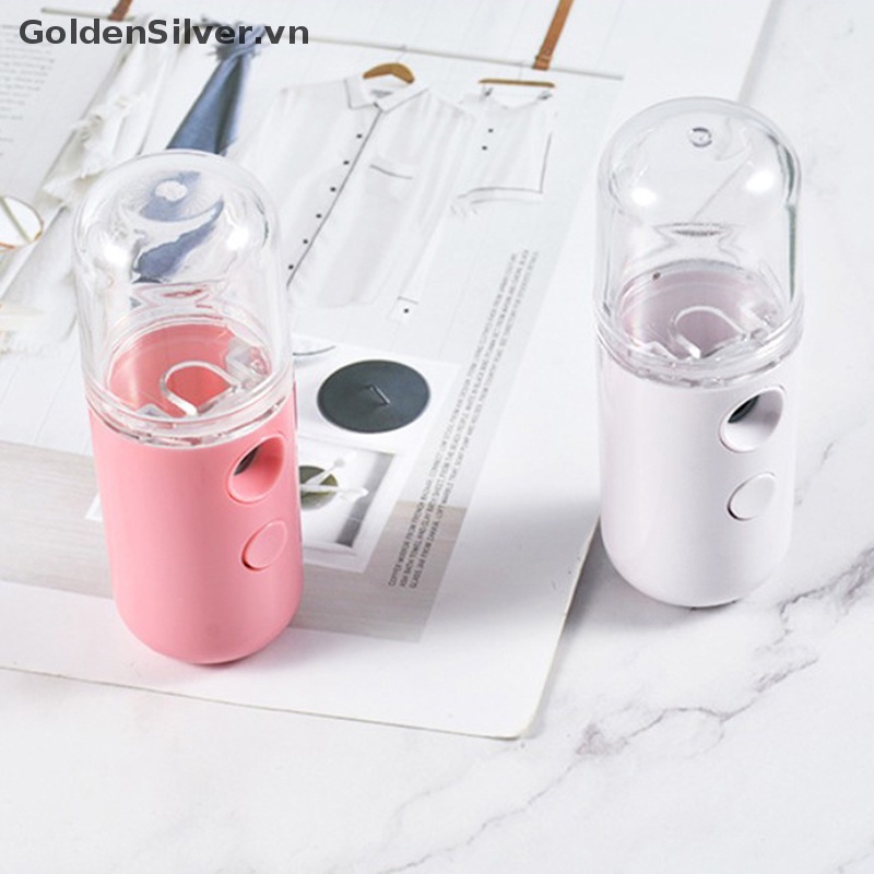 Máy Phun Sương Tạo Độ Ẩm Bằng Sóng Siêu Âm Màu Vàng / Bạc Sạc USB Nhỏ Gọn Tiện Lợi Dành Cho Da Mặt