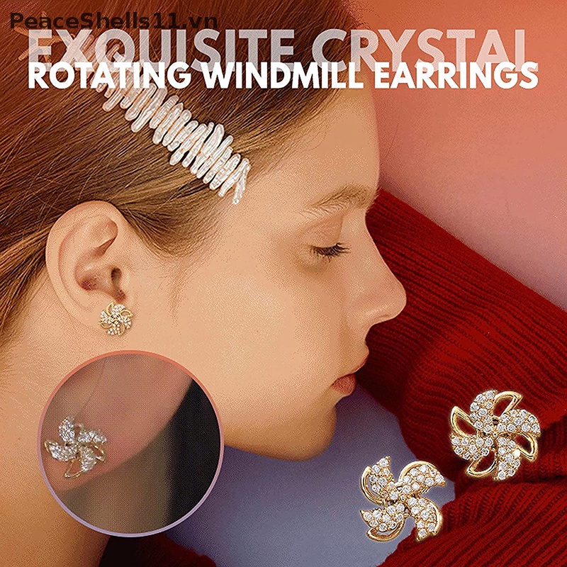 PeaceShells Rotag Windmill Ear Studs 925 Sterling Silver Plated Earrings Ladies Jewelry .