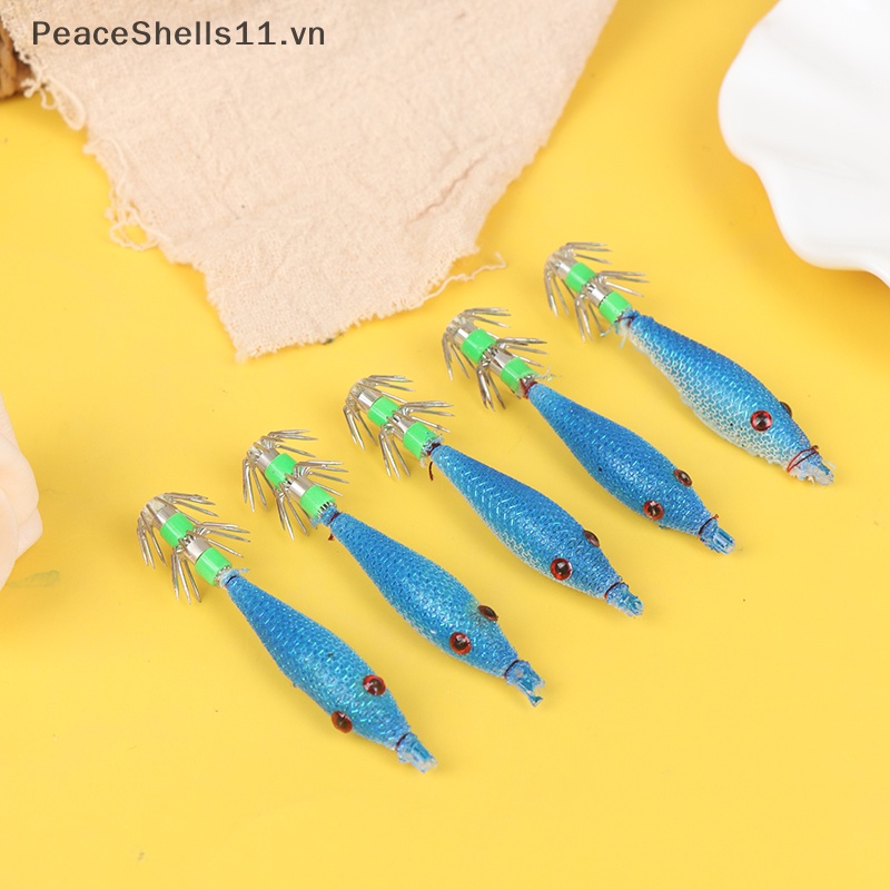 Bộ 5 Mồi Câu Cá Giả Hình Mực 7cm Kèm 4 Con Mực# Mồi Câu Cá Giả Hình Mực Mềm Kèm Móc Câu Tiện Dụng