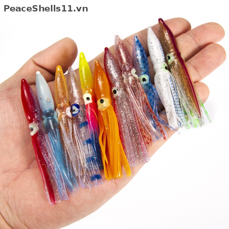 Set 10 Mồi Câu Cá Cao Su Mềm Phát Sáng Trong Đêm