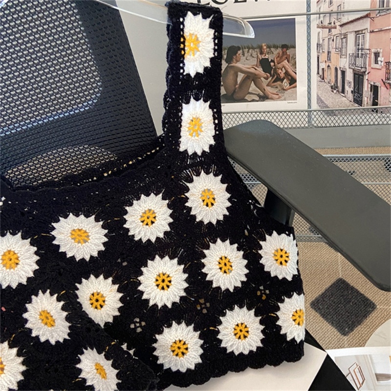 Áo Tank Top Hai Dây Đan Móc Dáng Ngắn Thời Trang Quyến Rũ Cho Nữ