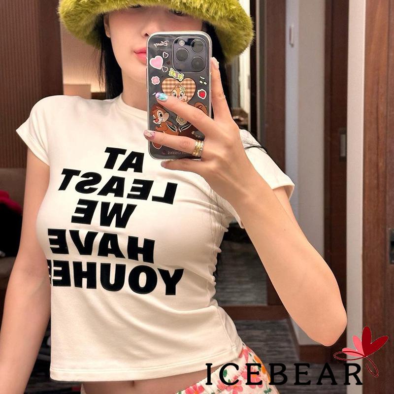 Áo Thun Nữ Ngắn Tay Cổ Tròn In Chữ Phong Cách Đường Phố