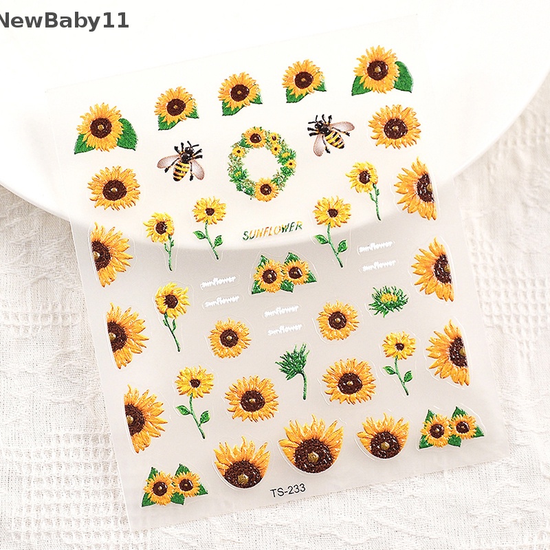 Miếng Dán Trang Trí Móng Tay Chuyển Nước Họa Tiết Hoa Hướng Dương Xinh Xắn Dành Cho Bé Gái