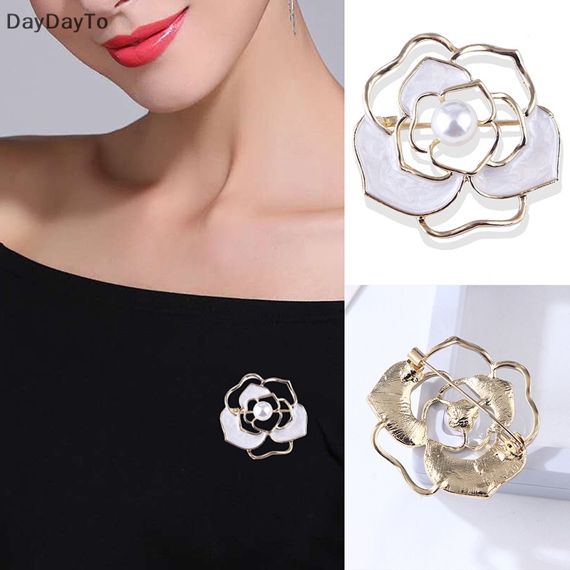 Ghim Cài Áo Hình Hoa Trà Đính Ngọc Trai Thời Trang Cho Nữ