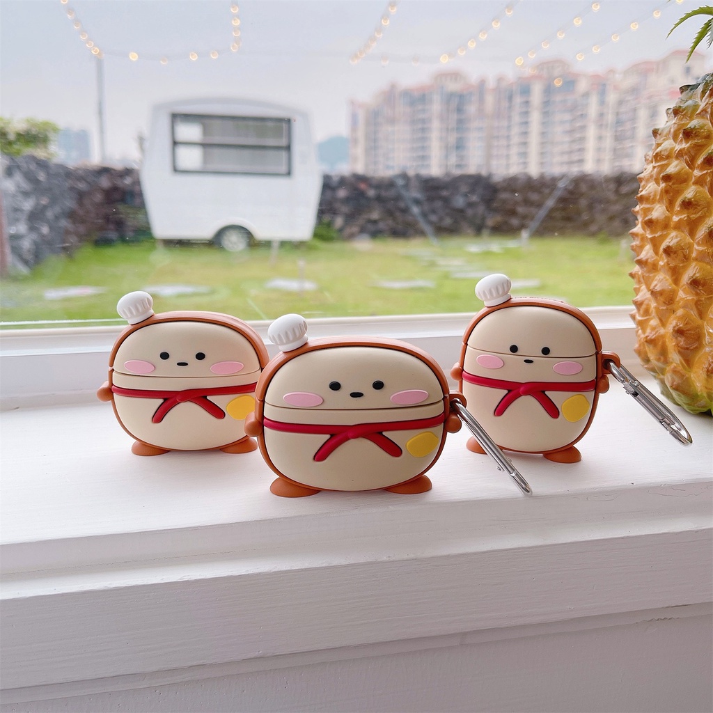 Vỏ Bảo Vệ Hộp Sạc Tai Nghe bluetooth Không Dây Airpods pro 1 / 2 / 3 pro2 Hình Đầu Bếp Bánh Mì Hoạt Hình 3D Bằng Silicon Mềm