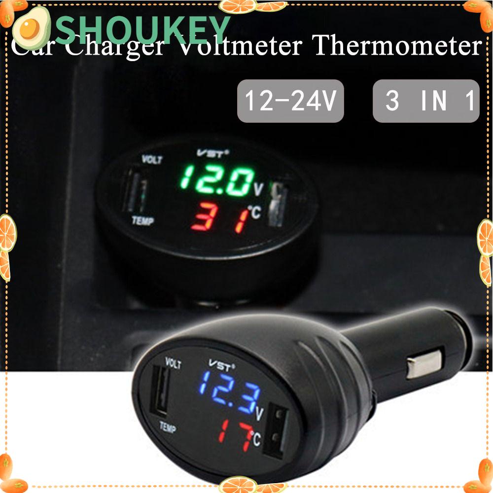 Thiết Bị Đo Điện Áp Cổng USB Kép 12V / 24V Có Đèn LED Chuyên Dụng Cho Xe Hơi