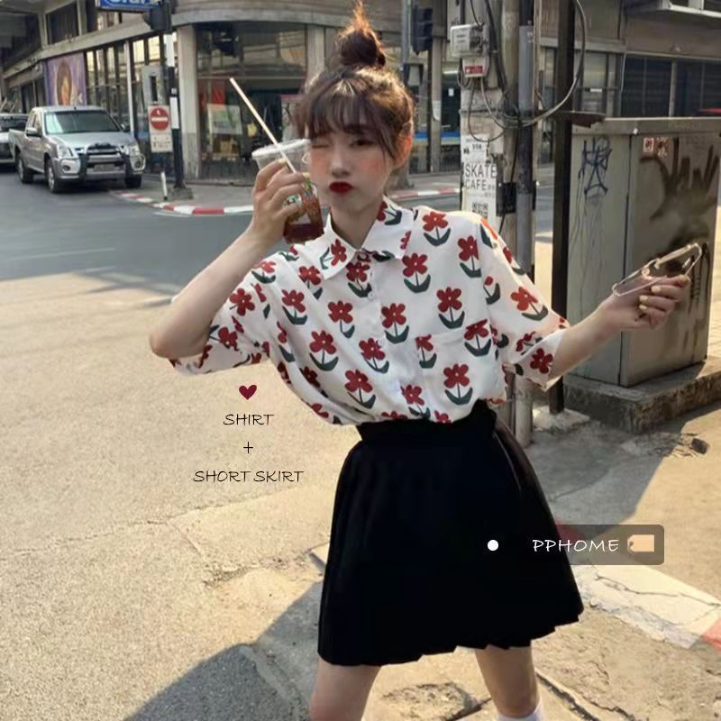 NRVP  Áo Sơ Mi Ngắn Tay Thời Trang Hàn Quốc Dành Cho Nữ